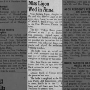 Ligon Smith Wedding
Southern Illinoisan
Carbondale, Illinois
Sat, Oct 31, 1953 ·Page 5
