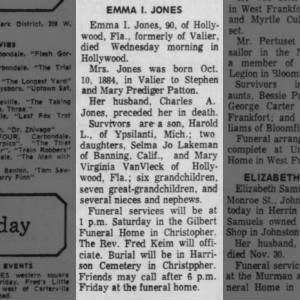 Obituary for EMMA I. JONES